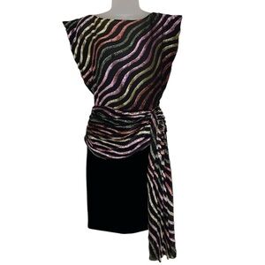 Vintage 80’s Vicky Tiel Black Velvet & Silk Cocktail Dress Size 10 Vintage